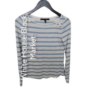WHITE House Black Market Striped Top Size XS